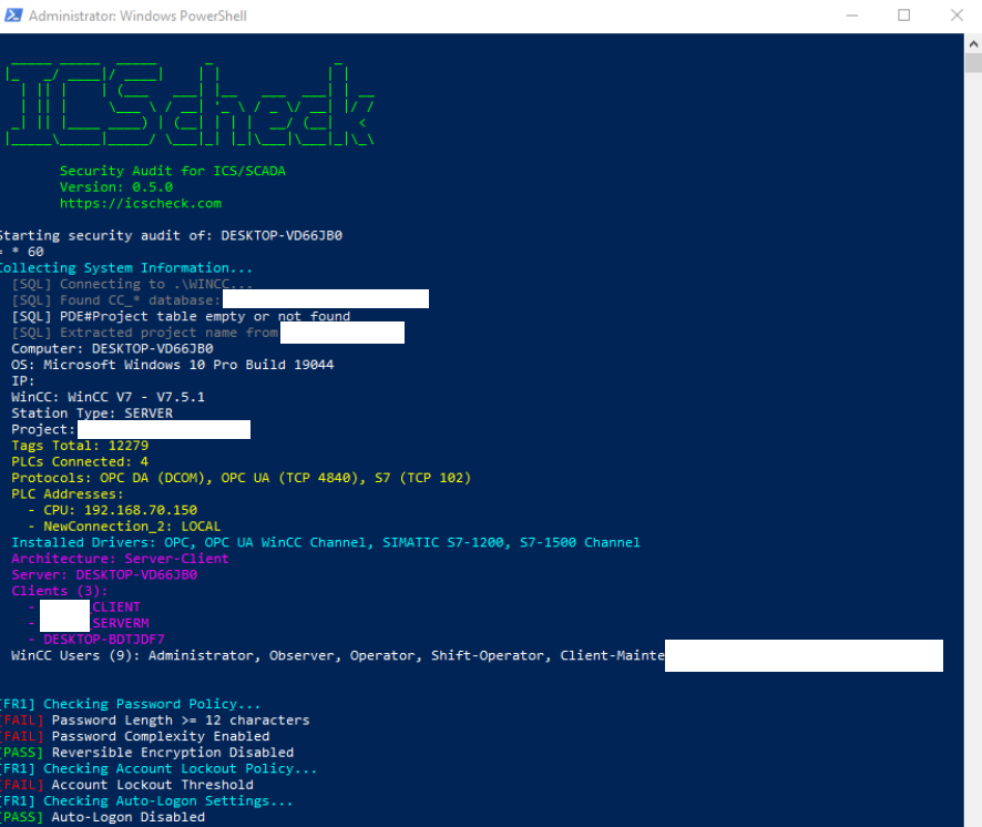 ICScheck PowerShell scan in progress
